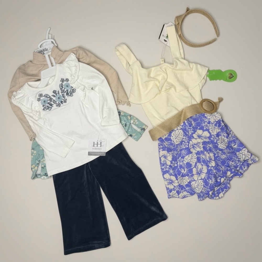 Girls 12M Bundle NWT 🌸 Haute Hippie 4pc + BTWEEN Romper Set